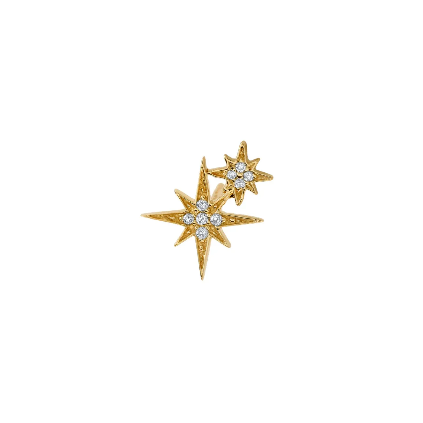 Gold & Diamond Double Starburst Stud