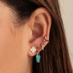 Gold & Diamond Dragonfly Stud
