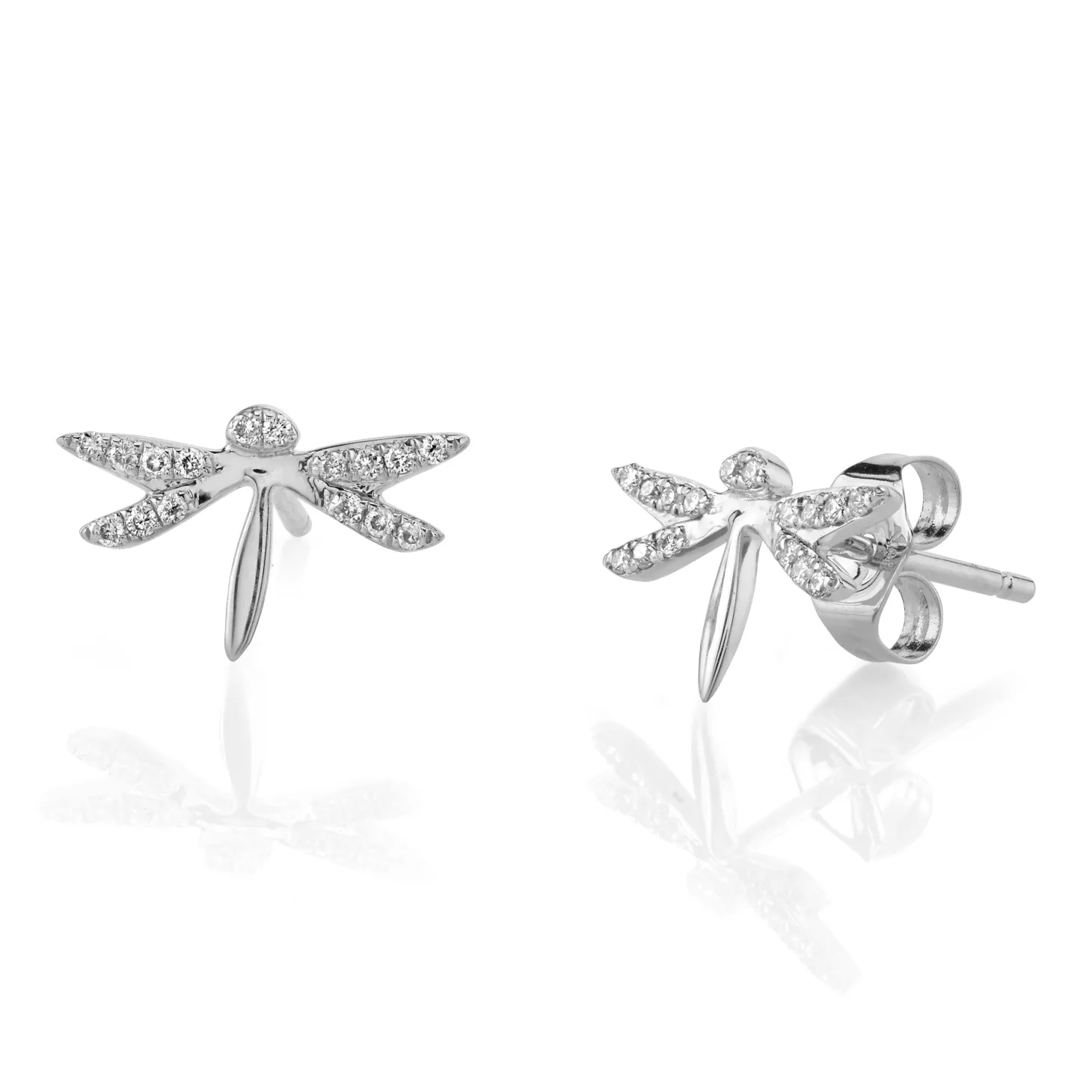 Gold & Diamond Dragonfly Stud