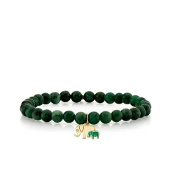 Gold & Diamond Elephant Family on Verdite