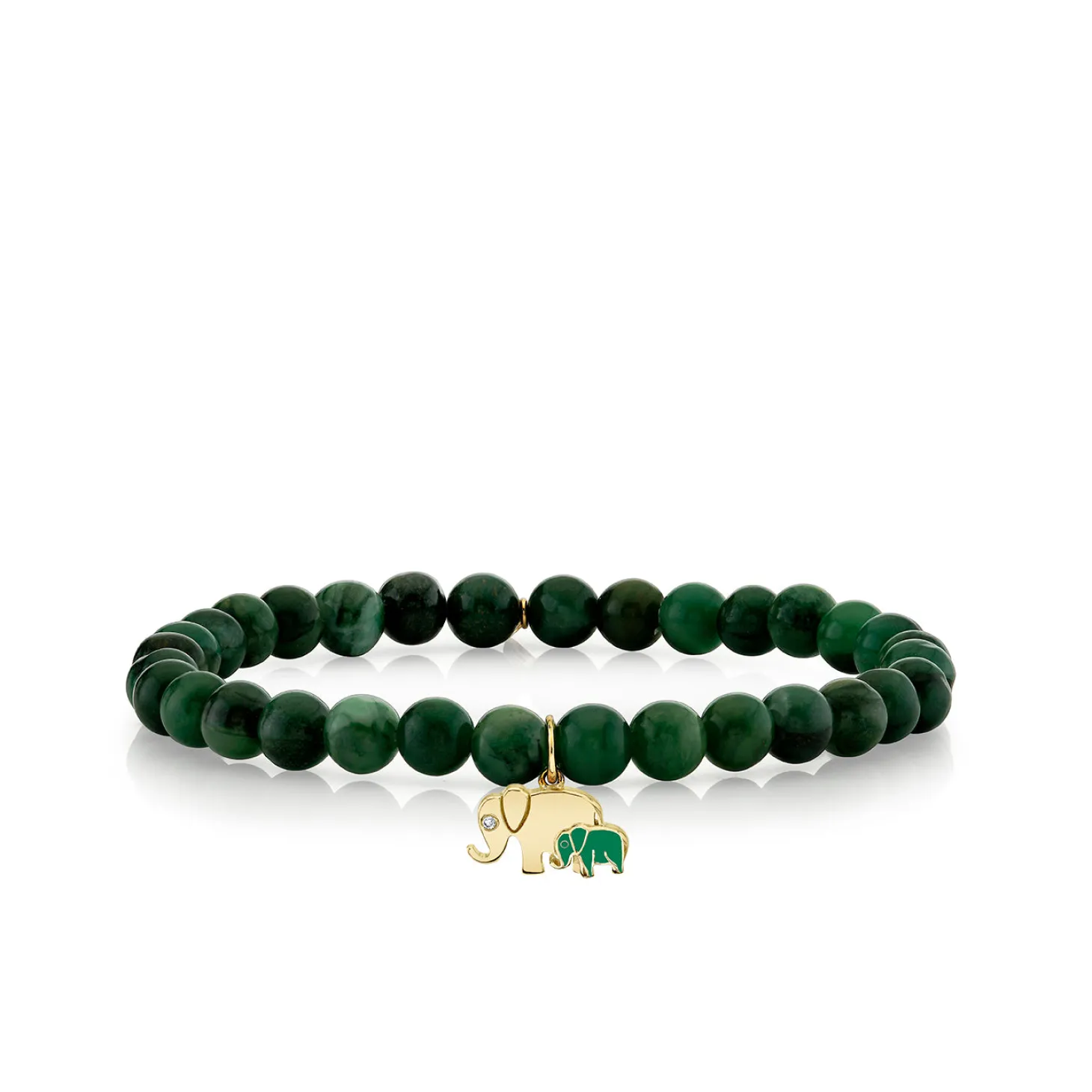 Gold & Diamond Elephant Family on Verdite