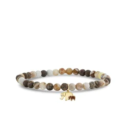 Gold & Diamond Elephant Family on Wooden Opal