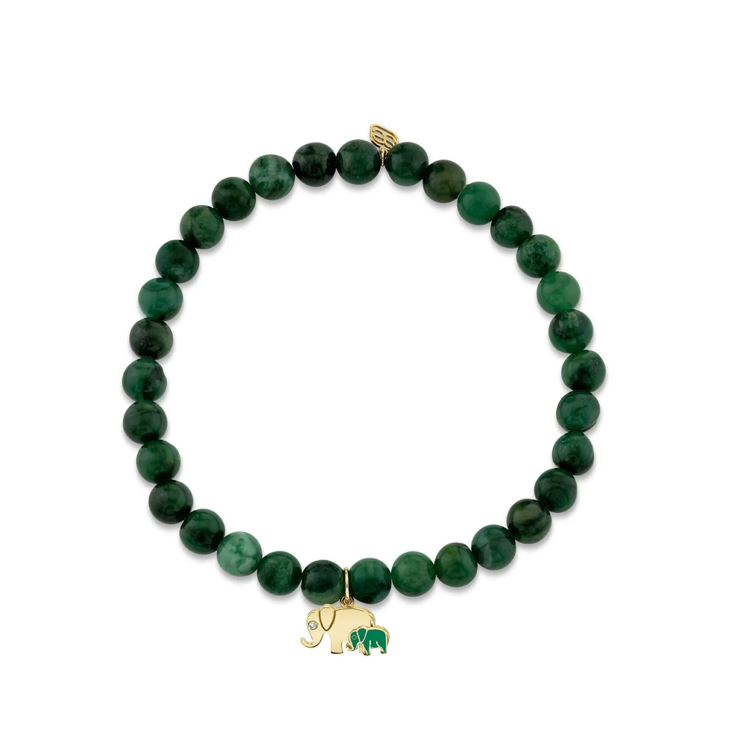 Gold & Diamond Elephant Family on Verdite