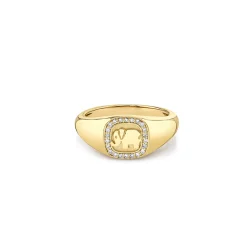 Gold & Diamond Elephant Icon Signet Ring