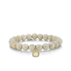 Gold & Diamond Elephant Open Icon on Cream Jasper
