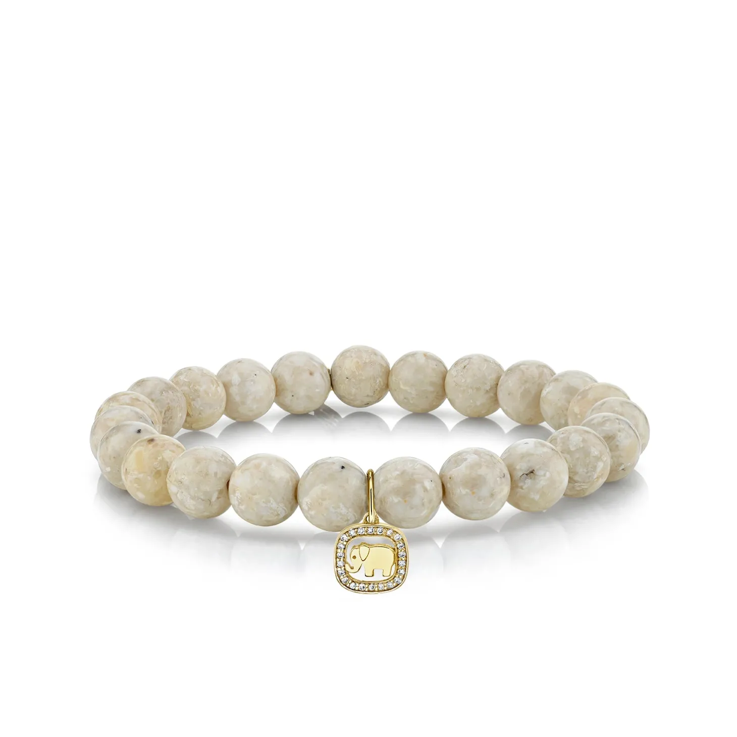 Gold & Diamond Elephant Open Icon on Cream Jasper