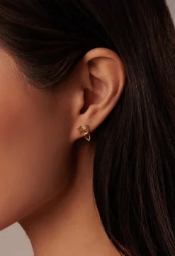 Gold & Diamond Elephant Pear Cut Quartz Stud