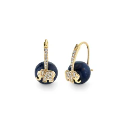 Gold & Diamond Elephant Sapphire Earrings