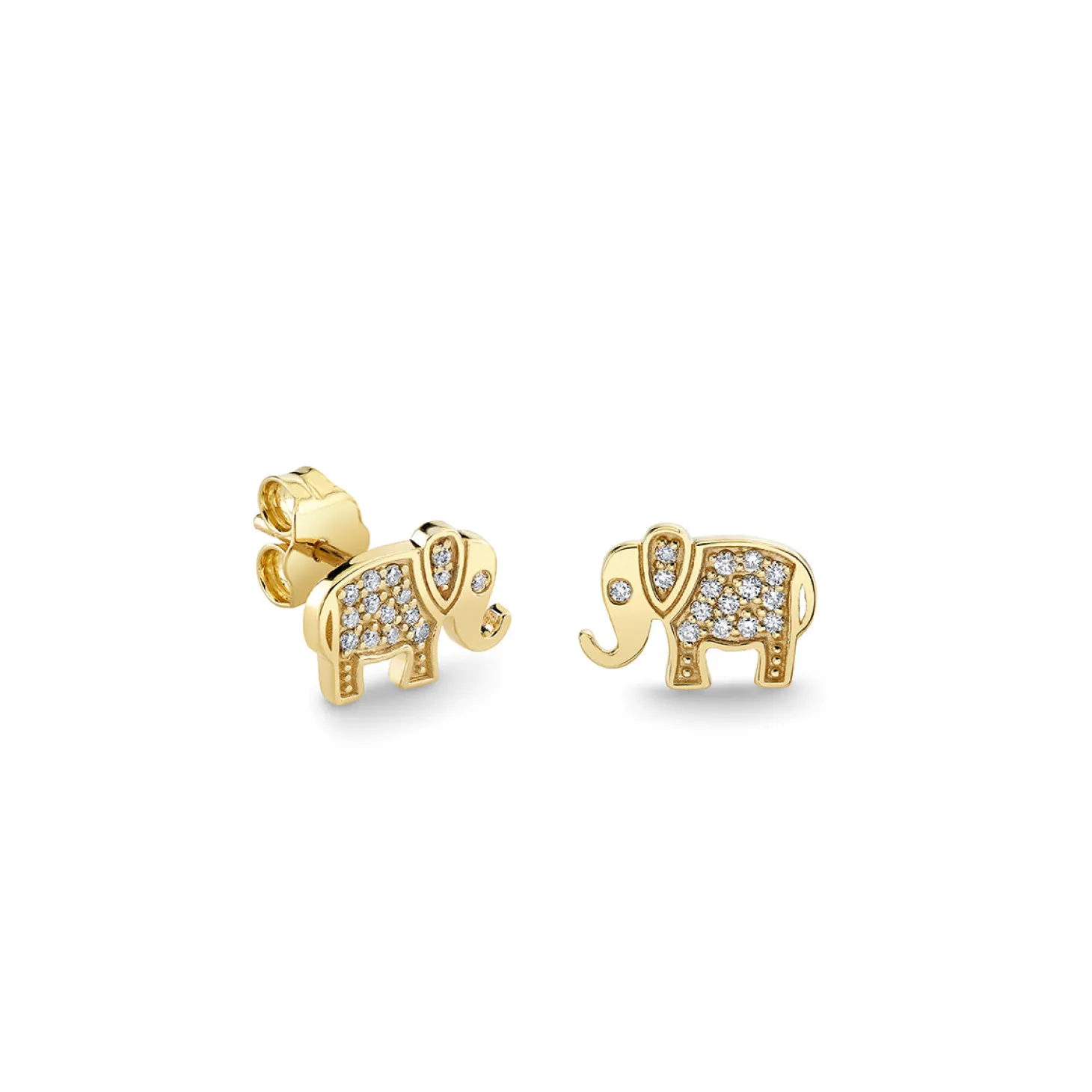 Gold & Diamond Elephant Stud