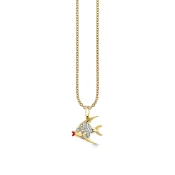 Gold & Diamond Enamel Lips Clownfish Charm