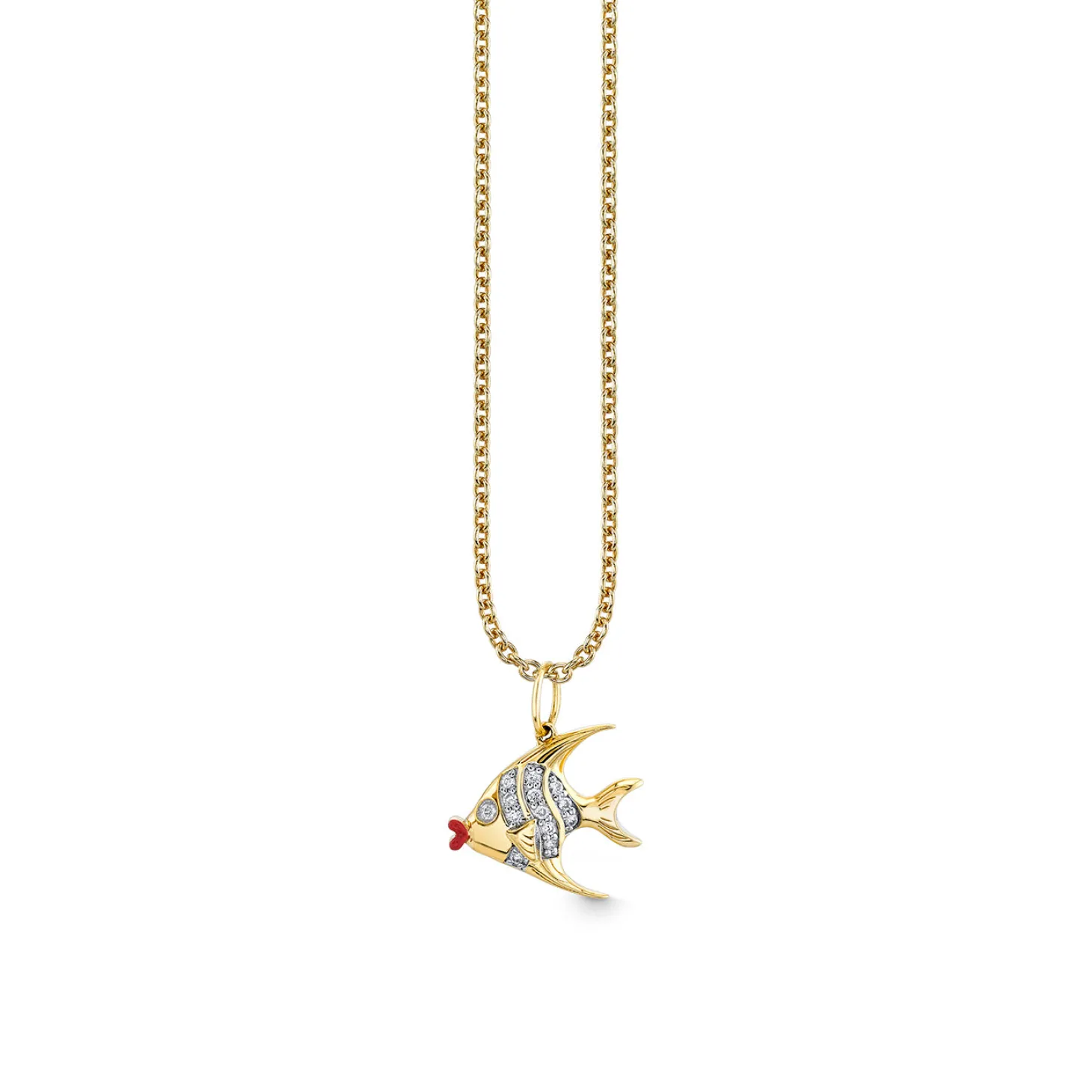 Gold & Diamond Enamel Lips Clownfish Charm