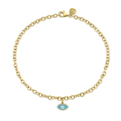Gold & Diamond Enamel Marquise Eye Anklet