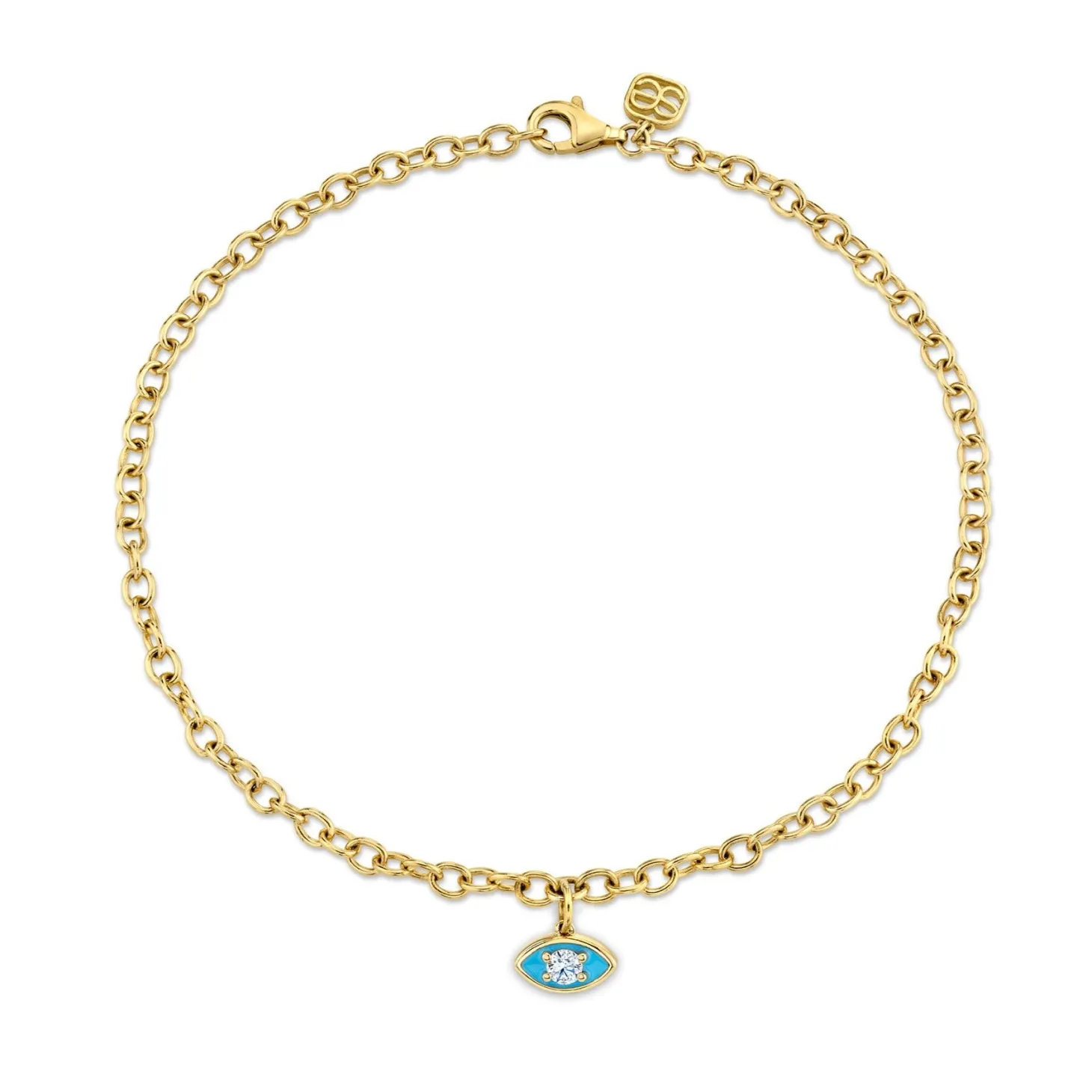 Gold & Diamond Enamel Marquise Eye Anklet