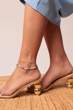 Gold & Diamond Enamel Marquise Eye Anklet