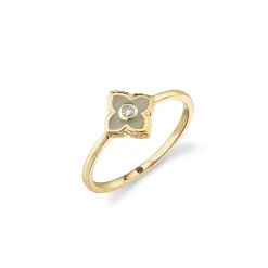 Gold & Diamond Enamel Moroccan Flower Ring