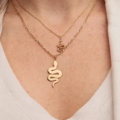Gold & Diamond Etched Snake Charm