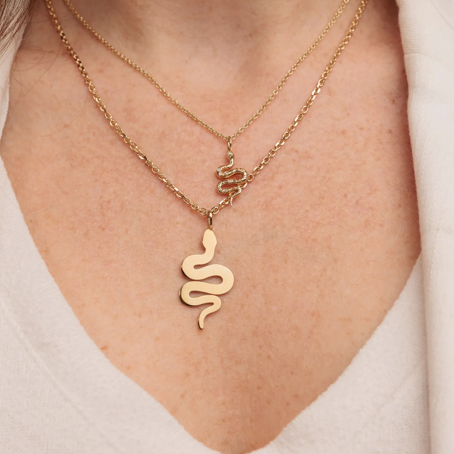 Gold & Diamond Etched Snake Charm