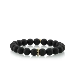 Gold & Diamond Eternity Rondelle on Matte Onyx