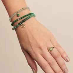 Gold & Diamond Eternity Rondelle on Aventurine