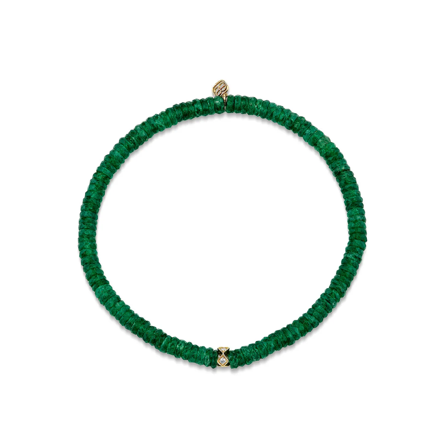 Gold & Diamond Eternity Rondelle on Aventurine