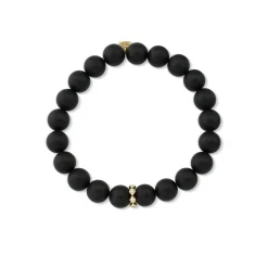 Gold & Diamond Eternity Rondelle on Matte Onyx