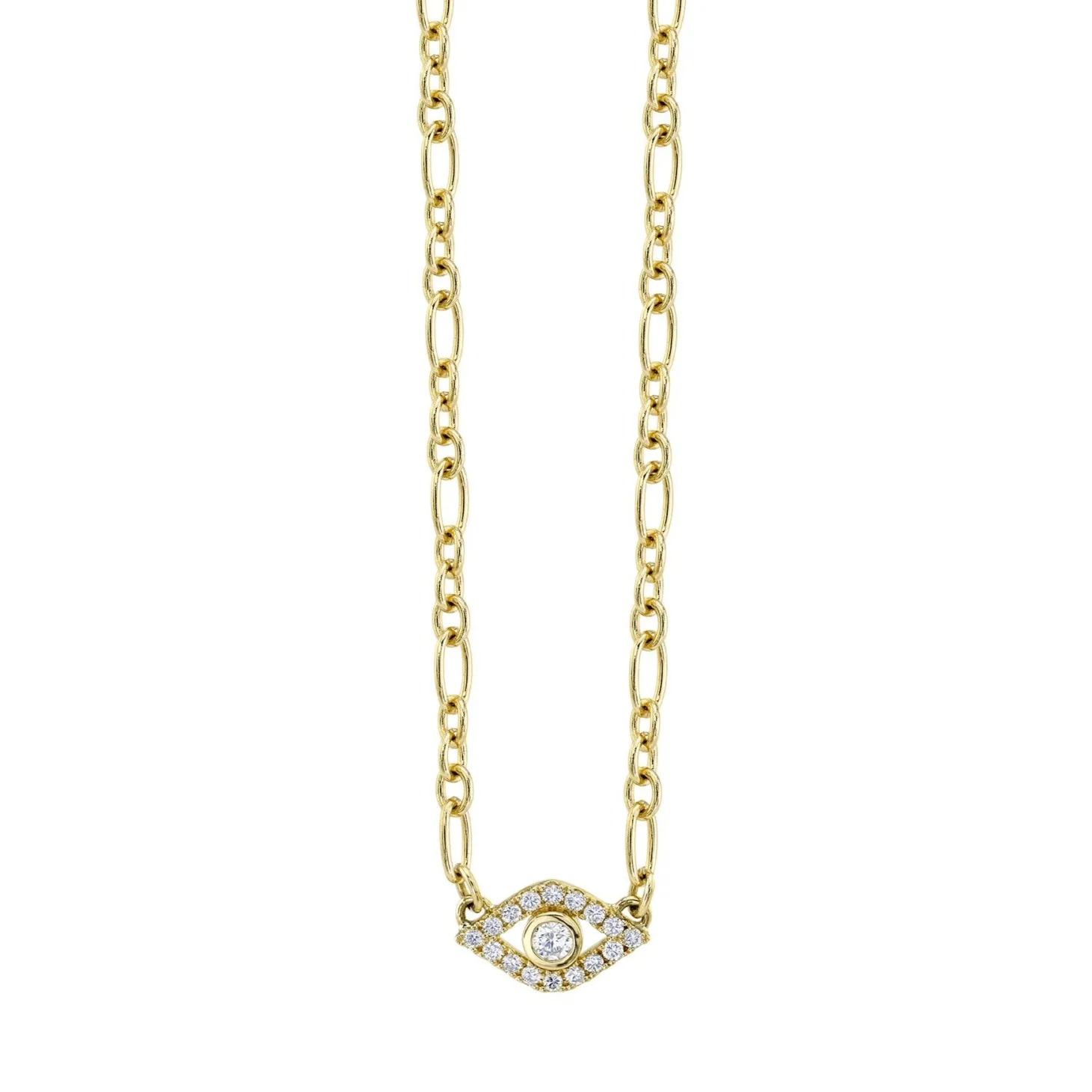 Gold & Diamond Extra Large Bezel Eye Necklace