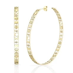 Gold & Diamond Extra Large Icon Hoops