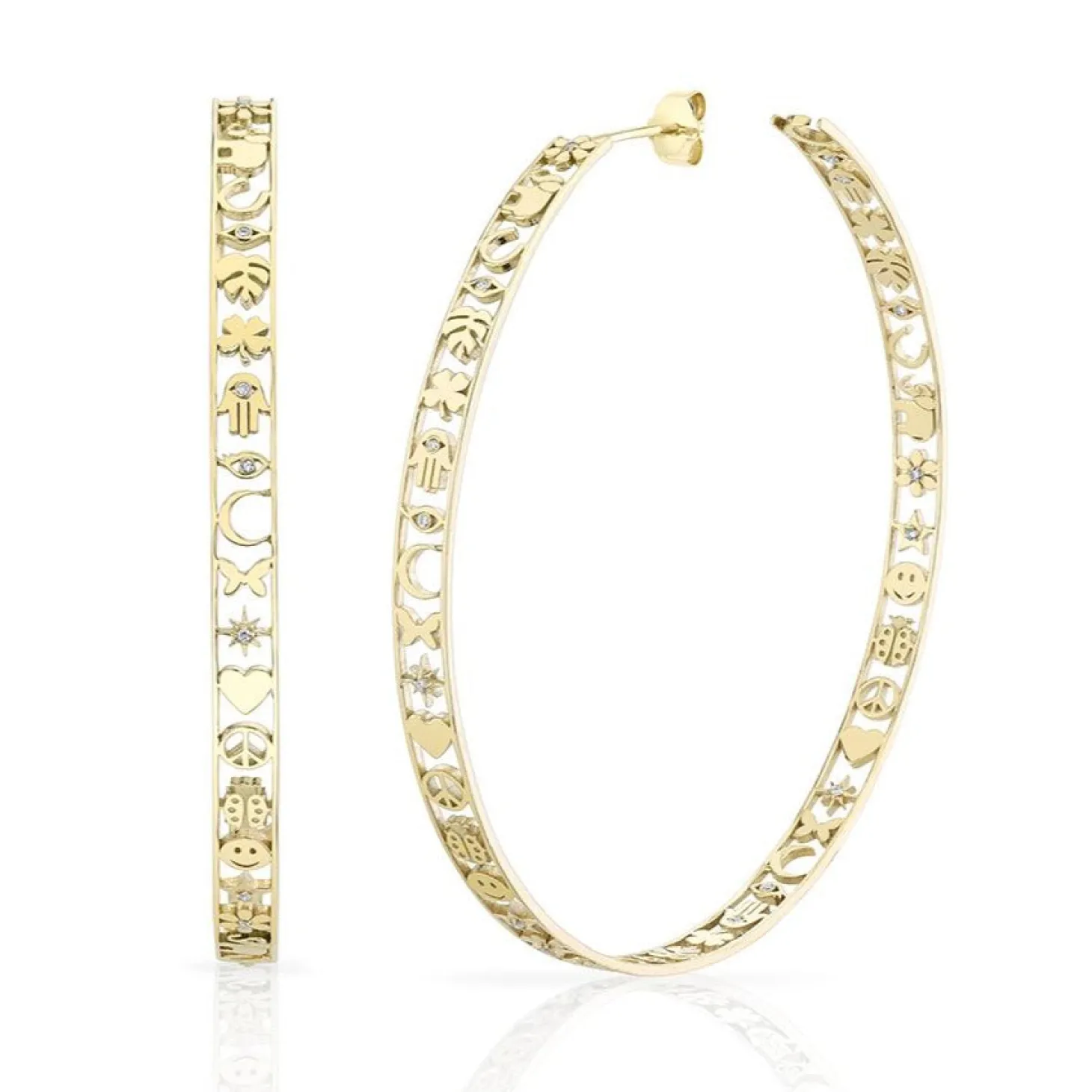 Gold & Diamond Extra Large Icon Hoops
