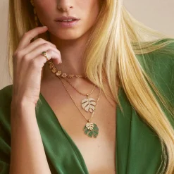 Gold & Diamond Extra Large Monstera Leaf Charm