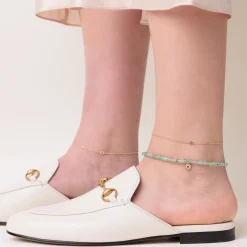 Gold & Diamond Eye Aquaprase Anklet