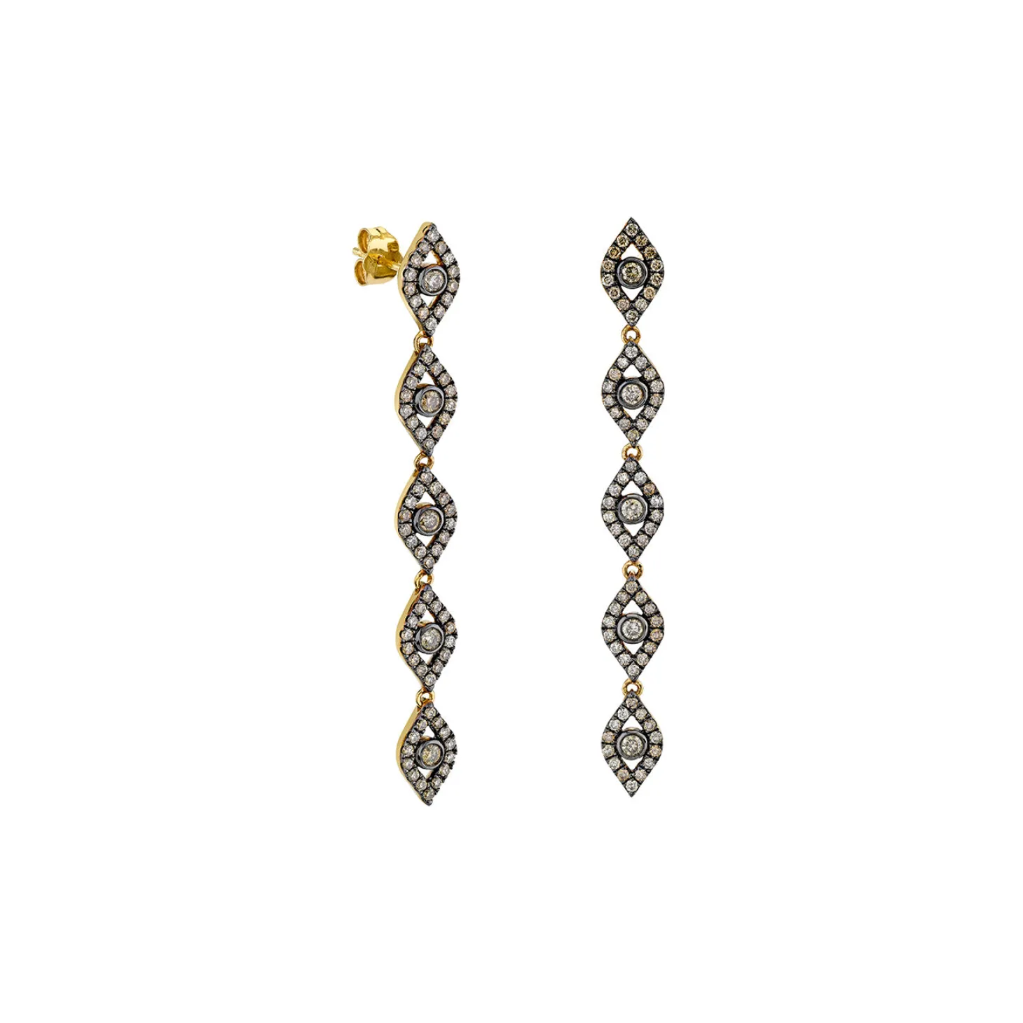 Gold & Diamond Eye Drop Earrings