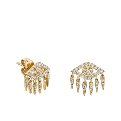 Gold & Diamond Eye Fringe Stud