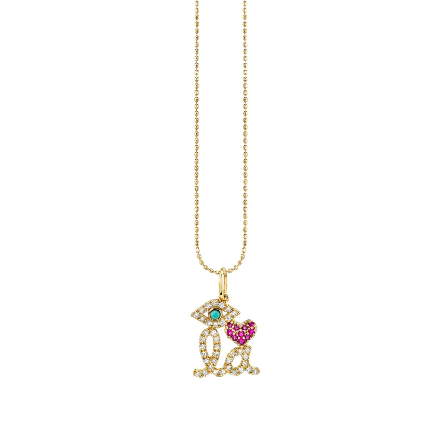 Gold & Diamond Eye Heart LA Necklace