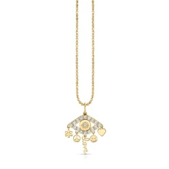 Gold & Diamond Eye Icon Fringes Charm