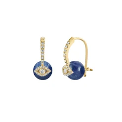 Gold & Diamond Eye Kyanite Earrings