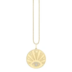 Gold & Diamond Eye Luck with Rays Coin Charm