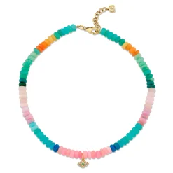 Gold & Diamond Eye Multi Opal Anklet