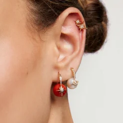 Gold & Diamond Eye Pearl Earrings