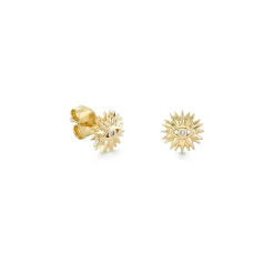 Gold & Diamond Eye Petals Stud