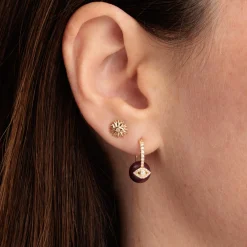 Gold & Diamond Eye Petals Stud