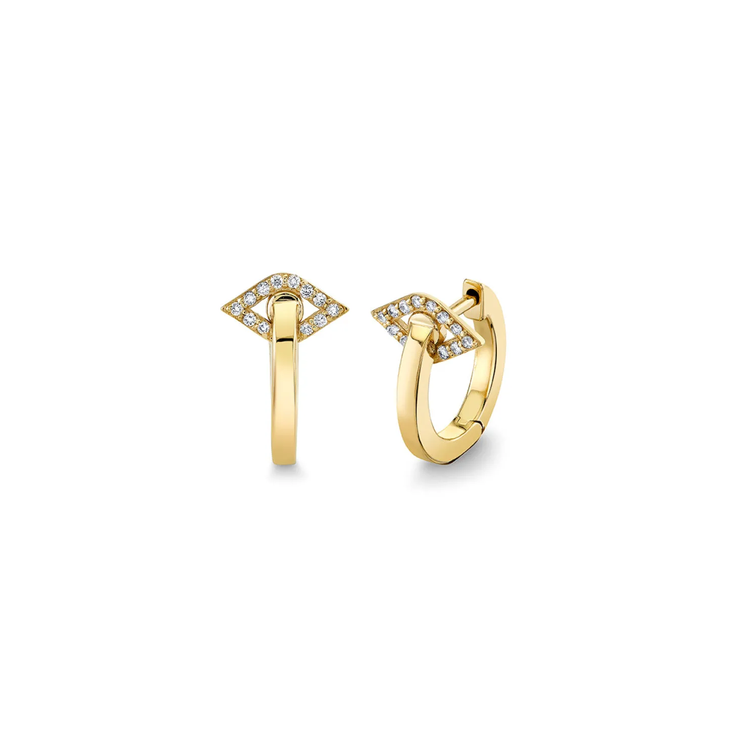 Gold & Diamond Eye Post Huggie Hoops