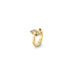 Gold & Diamond Eye Post Huggie Hoops
