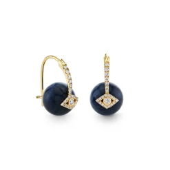 Gold & Diamond Eye Sapphire Earrings