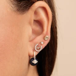 Gold & Diamond Eye Sapphire Earrings