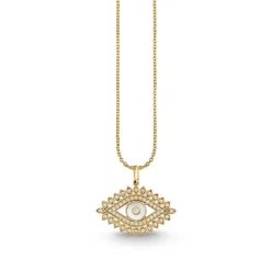 Gold & Diamond Eye Stone Inlay Charm
