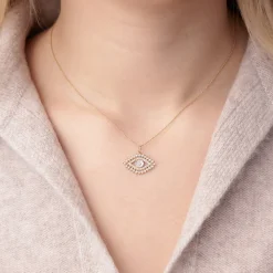 Gold & Diamond Eye Stone Inlay Charm