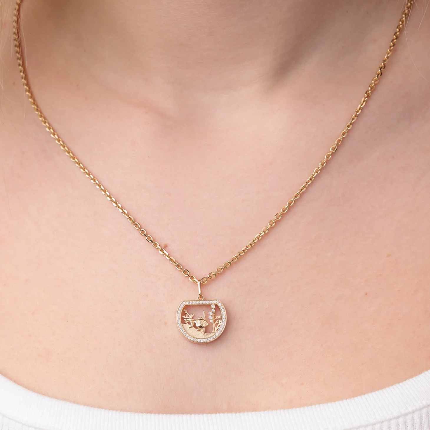 Gold & Diamond Fish Bowl Charm