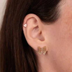 Gold & Diamond Fishnet Bow Stud