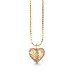 Gold & Diamond Fishnet Heart Charm
