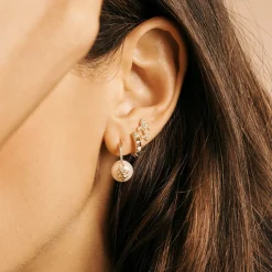 Gold & Diamond Fleur de Lis Pearl Earrings